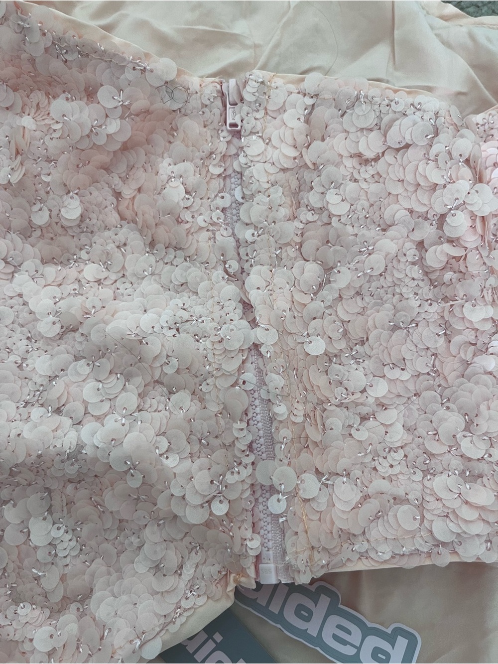 Missguided + Light Pink Sequin Bandeau Top